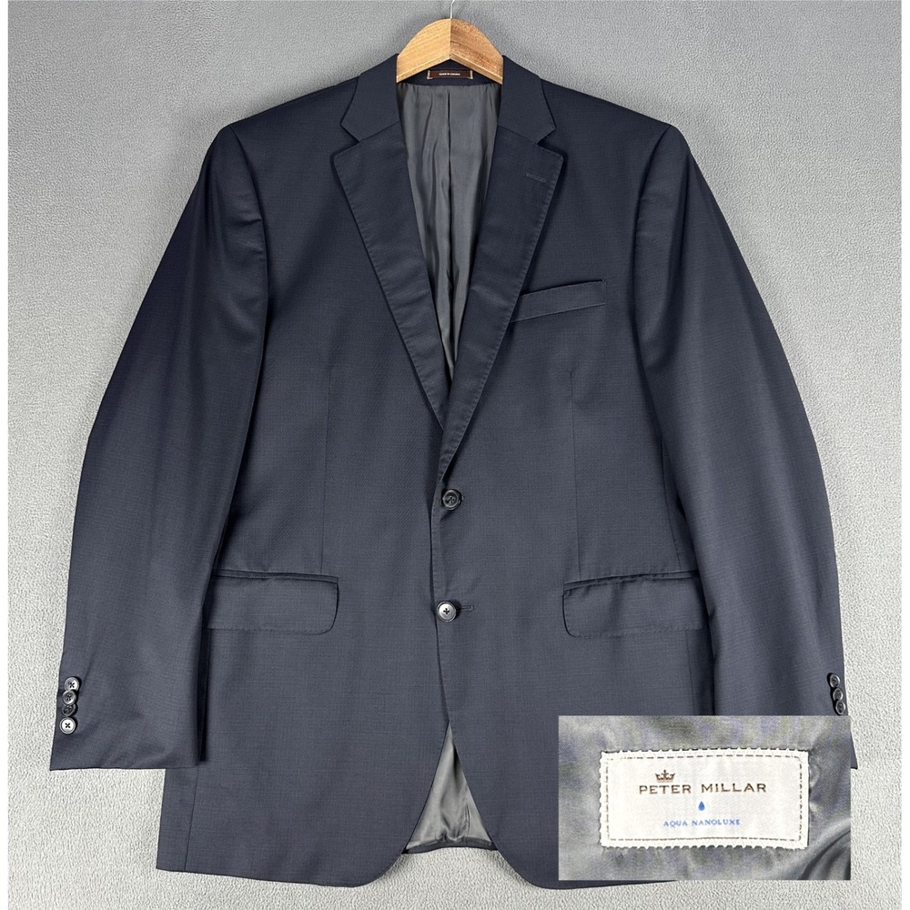 Peter Millar Blazer Jacket Mens 42 Tall Blue Aqua Nanoluxe Wool Quiet Luxury